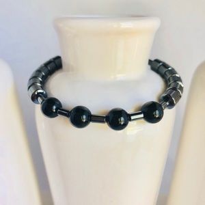 Mens Hematite Onyx Gemstone Bracelet-8